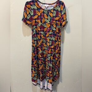 LuLaRoe | Carly Dress | Colorful Leaf Print | EUC | XXS
